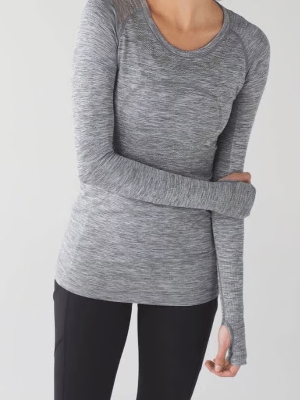 lululemon athletica Heathered Light Gray Long-Sleeve Active Top